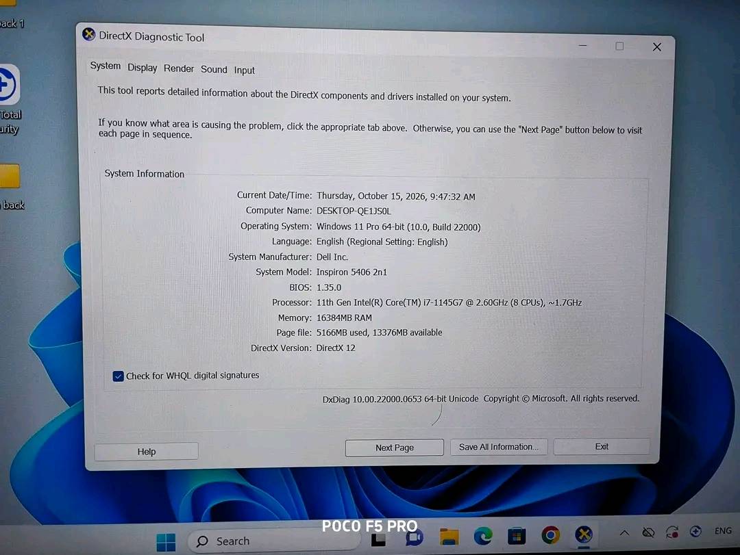 Dell Inspiron 5406 • شاشة لمس • 16 غيغا رام