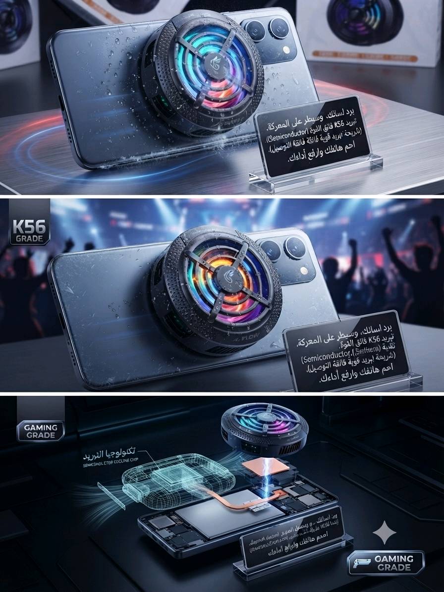 ​🎮 احمِ هاتفك من السخونة وارفض التقطيع مع مبرد K56 الأصلي.
​💰 السعر: 15 ألف دينار فقط.
​🚚 التوصيل:
​بغداد: 5 آلاف دينار.
​المحافظات: 6 آلاف دينار.
​📦 للطلب والاستفسار يرجى مراسلة الصفحة 📥