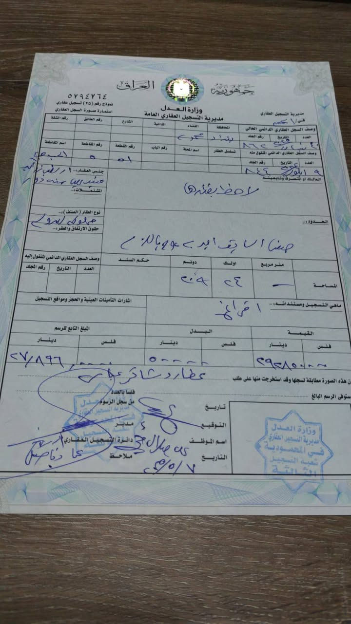سلام عليكم لبيع نص دونم سند ٢٥ عرب جبور يسجل دونم بسم المشتري على طابو المحمودية السعر 70  مليون وبي مجال ***********
