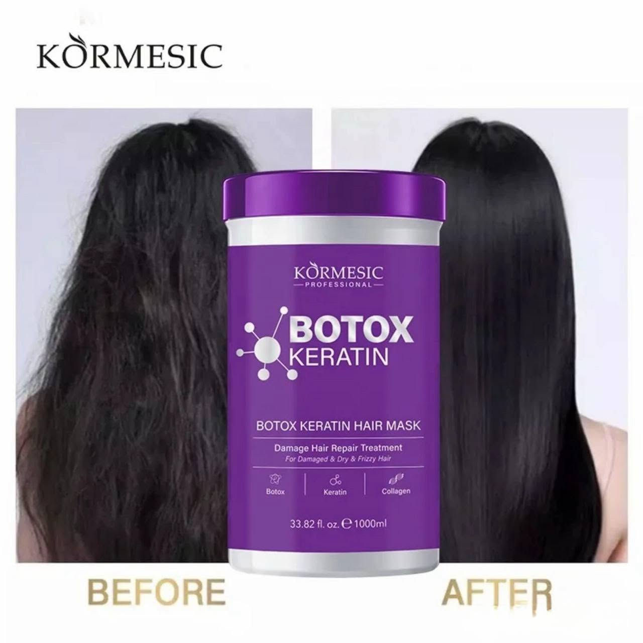 بكج العناية بالشعر ♥️♥️

نص مكتوب في الصور:
- بكج عناية وحيوية الشعر
- KÖRMESIC BOTOX KERATIN BOTOX KERATIN HAIR MASK Damage Hair Repair Treatment For Damaged & Dry & Frizzy Hair Botox Keratin Collagen 33.82 fl. oz. 1000ml BEFORE AFTER
- KÒRMESIC COLLAGEN KERATIN SHAMPOO PRE SUCHÉ A POŠKODENÉ VLASY KERATINOVÁ STAROSTLIVOSŤ PRE ZDRAVÉ, SILNÉ A ŽIARIVÉ VLASY Šampón s keratínom a kolagénom špeciálne navrhnutý na obnovu a výživu suchých a poškodených vlasov. Jemne čistí, posilňuje vlasové vlákna a dodáva vlasom vitalitu a lesk. OBNOVA A VÝŽIVA Keratín posilňuje vlasové vlákna a pomáha obnoviť ich štruktúru. HYDRATÁCIA A LESK Kolagén intenzívne hydratuje vlasy a dodáva im prirodzený lesk. OCHRANA A POSILNENIE Pomáha chrániť vlasy pred lámaním a poškodením. JEMNÉ ZLOŽENIE Šetrné čistenie vhodné na každodenné používanie. AKO POUŽÍVAŤ 1. Naneste primerané množstvo šampónu na mokré vlasy. 2. Jemne vmasírujte do pokožky hlavy a vlasov, vytvorte penu. 3. Dôkladne opláchnite vodou. Pre dosiahnutie najlepších výsledkov používajte pravidelne. PRE SUCHÉ, POŠKODENÉ A LÁMAVÉ VLASY S KERATÍNOM A KOLAGÉNOM PRE HYDRATÁCIU, SILU A LESK 500ml