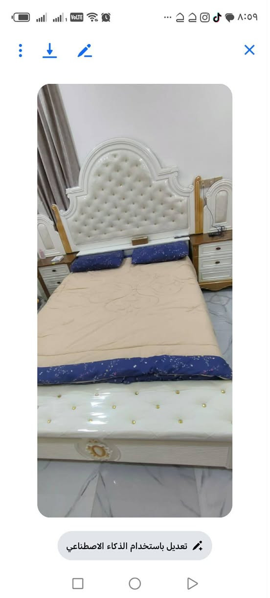 سلام عليكم من رخص مدير الكروب غرفه نوم للبيع اخت الجديده سعره مليون ونص ***********

نص مكتوب في الصور:
- تعديل باستخدام الذكاء الاصطناعي
- ٨:٠٩ تعديل باستخدام الذكاء الاصطناعي