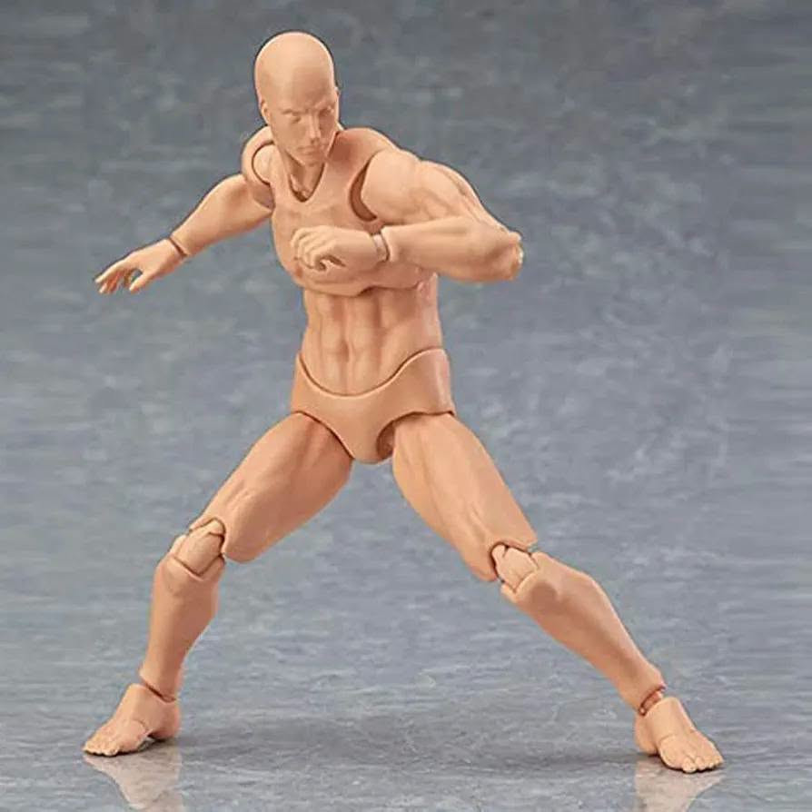 مجسم مانيكان فني ذكي قابل للتحريك (Body Kun / Artist Mannequin) من إنتاج شركة WHHWYF Hand-made Toys، ويُستخدم كنموذج بشري لمساعدة الرسامين ومصممي الرسوم المتحركة (الأنمي) على ضبط وضعيات الجسد والنسب التشريحية أثناء الرسم

نص مكتوب في الصور:
- 6inch 5inch