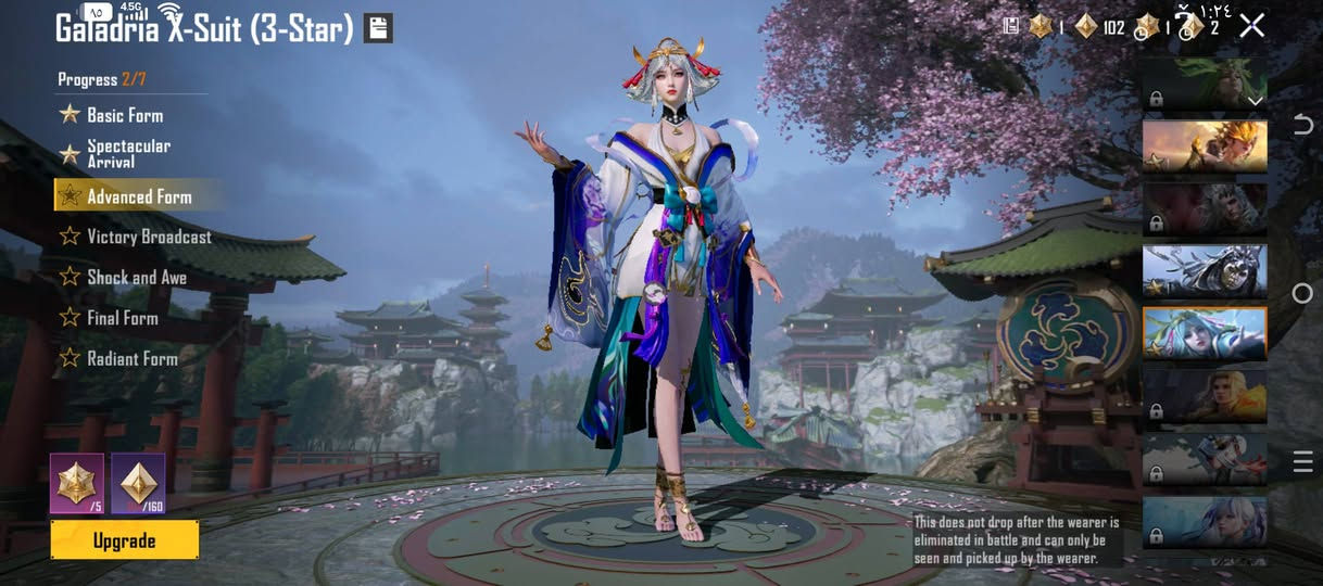 السلام عليكم حساب للبيع مكان كربلاء والسعر 700 حبايب... 
***********

نص مكتوب في الصور:
- My lify
- Golden Pharaoh X-Suit (6-Star)
- Progress 5/7
- ★ Basic Form
- ★ Teammate Interaction NEW
- ★ Advanced Form
- ★ Victory Broadcast
- ★ Shock and Awe
- ★ Final Form
- Appearance
- Tag
- Broadcast
- /15
- /500
- Upgrade
- 102
- This does not drop after the wearer is eliminated in battle and can only be seen and picked up by the wearer.
- Galadria X-Suit (3-Star) Progress 2/7 Basic Form Spectacular Arrival Advanced Form Victory Broadcast Shock and Awe Final Form Radiant Form /5 /160 Upgrade This does not drop after the wearer is eliminated in battle and can only be seen and picked up by the wearer.