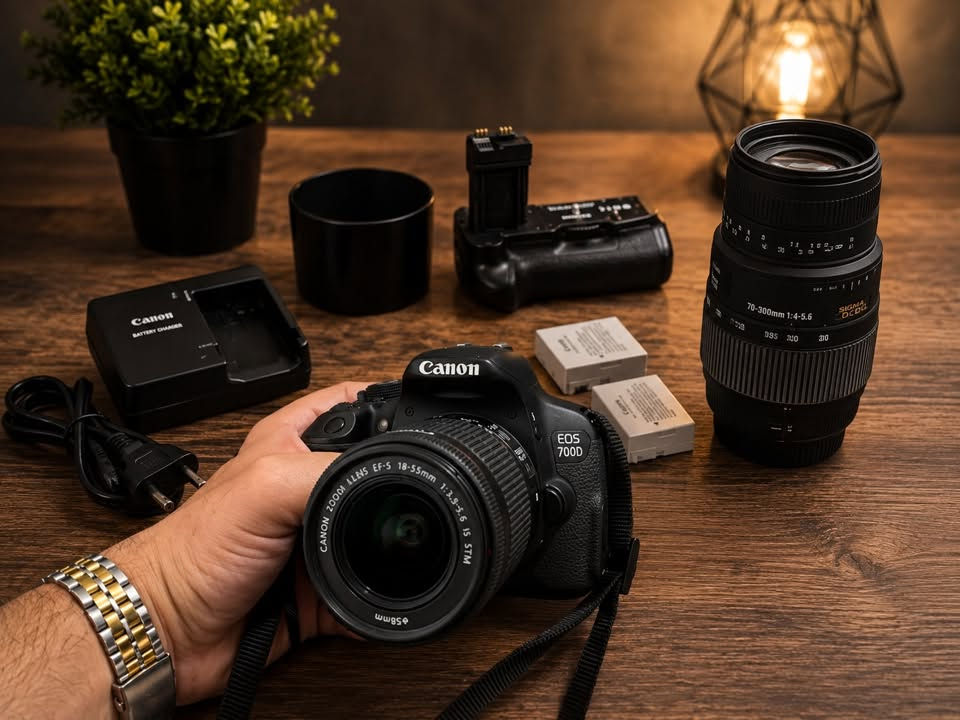 📸🔥 للبيع Canon 700D — كاميرا كاملة مع عدستين وملحقات

السلام عليكم 🌹
للبيع كاميرا Canon EOS 700D، استخدام شخصي ونظيفة كلش، وحالتها ممتازة وجاهزة للتصوير 📸

✨ مواصفات الكاميرا:
🔹 دقة 18 ميگابكسل
🔹 تصوير فيديو Full HD 1080p
🔹 شاشة متحركة 3 إنچ Touch Screen
🔹 نظام تركيز تلقائي 9 نقاط
🔹 ISO من 100 إلى 12800 وقابل للتوسعة
🔹 تصوير متتابع لحدود 5 صور بالثانية
🔹 مناسبة لتصوير الأشخاص، المناسبات، الفعاليات والبورتريه
🔹 إمكانية استخدام مجموعة واسعة من عدسات Canon

📦 الملحقات وياها:
✅ عدسة Canon 18-55mm
✅ عدسة Sigma 70-300mm
✅ بطاريتين عدد 2
✅ شاحن أصلي
✅ كراب
✅ فلاتر عدد 3
✅ الكارتونة الأصلية
✅ حقيبة صغيرة

💯 الكاميرا استخدام شخصي ونظيفة كلش، والعدة كاملة وجاهزة للتصوير.

💰 السعر: أنطيها بالسعر اللي يرضي الله، والجاد يتواصل ونتفاهم.

📞 للاستفسار والتواصل:
***********

🔥 فرصة ممتازة للي يريد كاميرا متكاملة للتصوير وبسعر مناسب.
