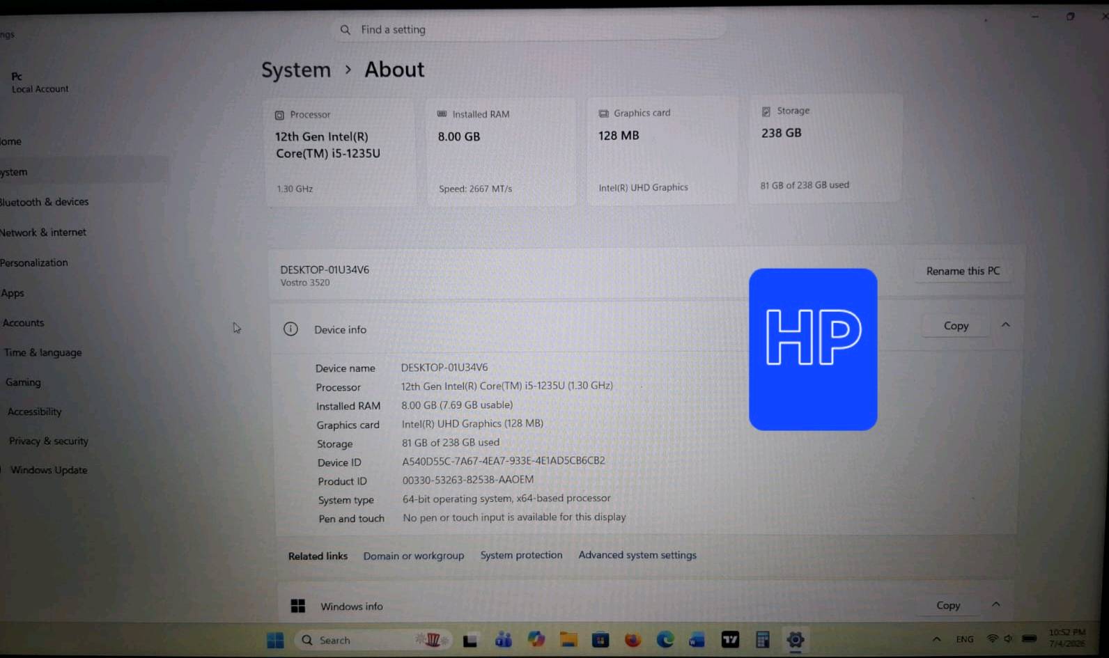 لابتوب HP نظافه 100% على الفحص