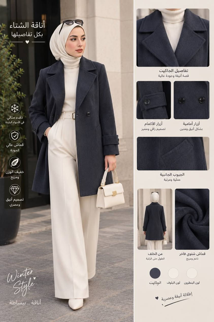 كوت نسائي أنيق

السعر: 12,000 د.ع

المقاسات : M / L / XL

الألوان: أحمر/ نيلي / وردي 

توصيل لجميع المحافظات

الدفع عند الاستلام.. ‏مراسلت هاذالرقم وتساب  ‪
‏‪***********‬‏

نص مكتوب في الصور:
- ZOVÉR
- زوفيـر
- FASHION FOR EVERYONE
- تفاصيل دقيقة بجودة عالية
- أزرار أنيقة وتصميم مميز
- جيوب عملية بلمسة عصرية
- Style Never Fades
- قماش عالي الجودة
- خفيف ومريح
- مناسب لجميع الإطلالات
- ألوان متعددة
- ZOVIER زوفير FASHION FOR EVERYONE تفاصيل دقيقة بجودة عالية أزرار أنيقة وتصميم مميز جيوب عملية بلمسة عصرية Style Never Fades قماش عالي الجودة خفيف ومريح مناسب لجميع الإطلالات ألوان متعددة
- أناقة الشتاء بكل تفاصيلها دفء مثالي في الأجواء الباردة قماش عالي الجودة خفيف الوزن ومريح تصميم أنيق وعصري ياقة كلاسيكية أنيقة أزرار متينة وعالية الجودة تفاصيل الأكمام الراقية قماش شتوي دافئ ومتين اختيارك المثالي للشتاء WINTER COLLECTION
- أناقة الشتاء بكل تفاصيلها دفء مثالي في الأجواء الباردة قماش عالي الجودة خفيف الوزن ومريح تصميم أنيق وعصري Winter Style أناقة .. ببساطة تفاصيل الجاكيت قصة أنيقة وجودة عالية أزرار الأكمام تصميم راقي ومميز أزرار أمامية بشكل أنيق ومتين الجيوب الجانبية عملية ومرتبة قماش شتوي فاخر ناعم ومريح من الخلف الطول حتى الركبة لون البنطرون لون البلوف الجاكيت إطلالة أنيقة وعصرية
- أناقة التفاصيل تليق بك دائماً ياقة كلاسيكية أنيقة تبرز جمال القطعة وتمنح إطلالة راقية كشافة بسيطة في الأكمام تفصيل ناعم يضيف لمسة أنثوية تفاصيل راقية أزرار أنيقة وجيوب عملية قماش فاخر ناعم ومريح على البشرة جودة عالية خامة مريحة تصميم أنيق بيج رملي وردي فاتح إطلالة بسيطة بلمسة من الأناقة