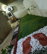 تصميم حدائق • حجر ملون • زراعة ثيل ورد