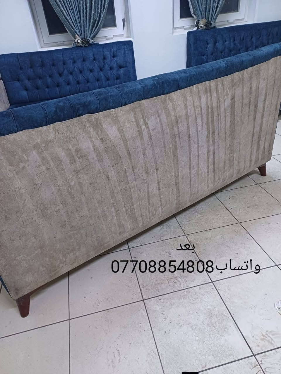 زبائننا الكرام 
خدمات غسيل وتجفيف طقم القنفات 
🎉مجمع بسماية والمناطق المجاورة🎉
 ‼️عرض خاص‼️

غسل وتجفيف طقم القنفات الموقعي بأجود انواع الأجهزة والمنظفات الأيطاليا لازالة البقع 

ملاحظة:لايحتاج طقم القنفات ان يترك في الشمس لان يتم تجفيفه بأحدث المكائن

الاسعار تعتمد على عدد المقاعد
5مقاعد فما دون((30الف دينار))
7-6مقاعد((35الف دينار))
10-8مقاعد((40الف دينار))
علماً ان الاسعار المذكورة تشمل فقط مجمع بسماية والمناطق المجاورة
للتواصل والاستفسار اكثر مراسلة الصفحة او على الواتساب
***********

نص مكتوب في الصور:
- قبل واتساب ***********
- بعد واتساب ***********
- قبل
- واتساب ***********