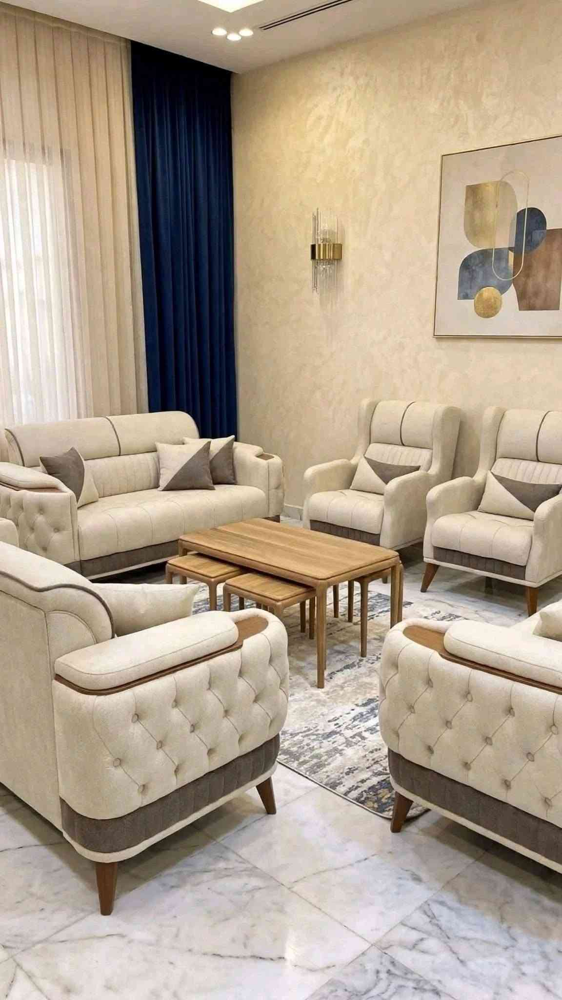 عرض لمدة  اسبوع 😍😍
تخم عراقي مودرن تركي عشر مقاعد خمس قطع السعر750

10مقاعد 750
9مقاعد 650
8مقاعد 600
7مقاعد 550
6مقاعد475
5مقاعد 450

خمس قطع اثنين كبيرة ثلاثيه وحده وسط ثنائية و كرسيين مع كوشات عدد 6
جميع الالوان متوفره
توصيل داخل بغداد مجاني 
اطراف 15

خشب 18مل
 انواع الاقمشه متوفر 
الاسفنج مميز اول مضغوط علو الاسفج 8سم 

❇️قياسات القنفات ❇️
190سم  القنفه الكبيرة ام ثلاث مقاعد 
150 سم القنفه الوسط ام مقعدين 
75 سم  الكرسي

العمق الكلي للتخم  75 سم عرض المقعد الصافي
ضمان حقيقي للامانه 5سنوات 

❌❌❌لا تدفع المبلغ اذا  اجاك يختلف عن الصورة❌❌❌

للحجز ارسل
 الصورة 
والاسم 
ورقمين موبايل
والعنوان
على الخاص
الي يريد طبله سعرها 50

قماش صوره

التوصيل خلال 4ايام فقط

***********
