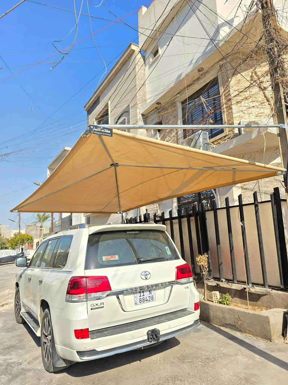 🏡 تم تنصيب إحدى مظلاتنا الهرمية الثابتة في بغداد 🇮🇶✨
تصميم عملي وأنيق، ومصمم خصيصًا ليتناسب مع الأجواء الصحراوية ☀️🌬️

☀️ عزل الشمس: 100%
🌧️ عزل الأمطار: 100%
🌬️ قماش يحتوي على مسامات تسمح بمرور الهواء
🧵 مصنوع من خيوط البولي إيثيلين وألياف الفايبر
🔩 هيكل حديد مغلون مع تثبيت قوي بالبراغي
🎨 متوفرة جميع الألوان حسب رغبتكم

احمِ بيتك 🏡 وسيارتك 🚗 من حرارة الشمس والأمطار، واستمتع بجلسة عائلية مريحة وأنيقة 🤍

📍 تنفيذ وتركيب في بغداد ومحافظات

📞 للاستفسار وطلب المظلات:
***********
***********

📩 أو راسلونا على البيج أو الواتساب

🌷 رأيكم يهمنا، وثقتكم هي نجاحنا
