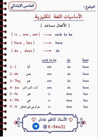 #خامس_ابتدائي الاساسيات في اللغة الانكليزية ولازم يعرفها الطالب قبل دخ...