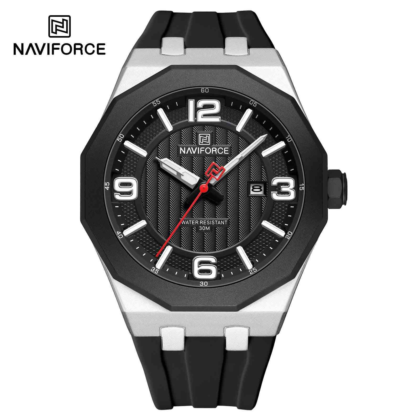 ⏱️ الوقت من ذهب.. لا تضيعه مع ساعات التقليد! احصل على NAVIFORCE الأصلية الآن. ⏱️
​وصلت حديثاً! التشكيلة الأكثر طلباً وفخامة من ساعات NAVIFORCE الرجالية، الآن لدى متجركم المفضل 

[قلعة الساعات الاصلية]

​تصميمات ستيل فاخرة تناسب كافة الأذواق والمناسبات:
🟢 الميناء الأخضر الملكي: لإطلالة عصرية جريئة ومميزة جداً.

🔵 الميناء الأزرق الكلاسيكي: لمظهر أنيق ورسمي يلفت الأنظار.

🖤 الأسود الفاخر مع الروز جولد: لمزيج من القوة والفخامة
 الاستثنائية.

⚙️ موديلات الكرونوغراف والكرومات: للرجل الذي يعشق التفاصيل الميكانيكية والدقة.

​🔥 مميزات الشراء من متجرنا:

1️⃣ ساعة وكالة أصلية 100%.
2️⃣ تأتي مع علبة الماركة الأصلية الفاخرة.
3️⃣ مرفق معها بطاقة التصنيع الدولية (Manufacturing Card).
4️⃣ ضمان حقيقي لمدة سنة كاملة من المتجر ضد العيوب المصنعية.

​🚚 خدمة التوصيل متوفرة لكافة المحافظات!
​تصفح الصور 👇، اختر الموديل الذي يعبر عن شخصيتك، وأرسل لنا صورته في رسالة مباشرة للحجز والطلب.
​📞 للحجز والاستفسار عبر الواتساب أو الاتصال: [***********]
📩 أو عبر رسائل الصفحة مباشرة
✨قلعة الساعات الاصلية ✨

نص مكتوب في الصور:
- NAVIFORCE