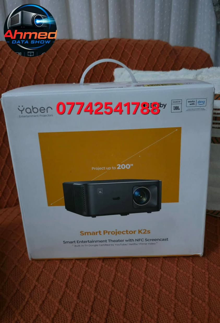 🔥🔥🔥 الداتا شو  Yaber  k2s
👍🥰🥰 اقوى جهاز اندرويد TV دقه  عاليه يدعم 4k

🔴 مع اشتراك رسمي لمشاهده البين سبوره والافلام والرياضه اكثر من ١٠ الف قناه مباشره واكثر من ٢٠٠ الف فلم ومسلسل

حجم عرض يصل إلى 200 بوصة
صوت JBL مدمج
دعم Dolby Audio
يدعم Alexa
Smart Projector مع تطبيقات مدمجة
يدعم NFC Screen Cast لعرض شاشة الهاتف بسرعة
مناسب لـ
الأفلام والمسلسلات
اليوتيوب وNetflix

🔴 مميزاته
صوت قوي مقارنة بمعظم البروجكترات الاقتصادية
نظام ذكي أسهل من توصيل TV Box خارجي

أوتوفوكس وتصحيح تلقائي

التحكم بالصوره من اربع جهات تكبير وتصغير الصوره

للحجر واتس اب

***********
