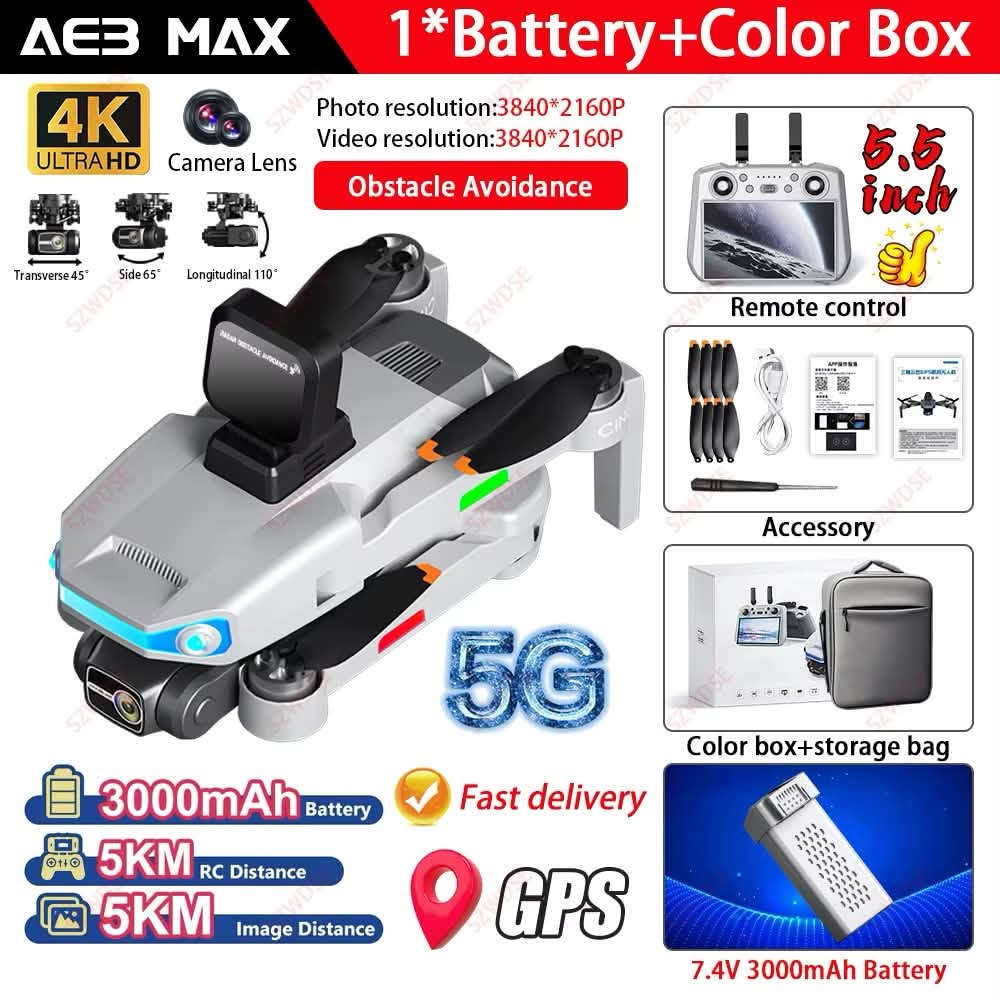 AE3 pro max
جديد لووك 
جوستك شاشة 
كامرة كمبل ثلاثي 4k
حساس مانع تصادم
منفذ رام +رام ٣٢ كيكا
جي بي اس وعودة تلقائية
المدى ٥ كيلو 
بطاريه وحدة ٢٥ دقيقه 
للاستفسار اكثر مراسلة الخاص او واتساب ***********
