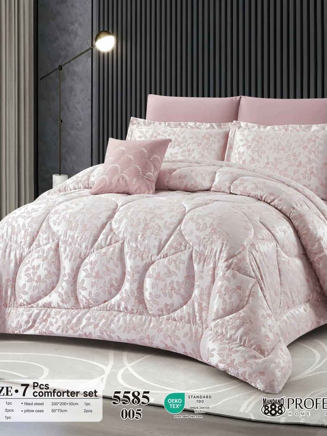 جديد وحصري ل مجمع wana/مفروشات الفردوس
لحاف نفرين 7 قطعة Jacquard ثقيل گيج القماش OEKOTEX
قياس لحاف/ 240+260 King size
قياس شرشف/ 200+200+30 
2 عدد وجه مخدة/ 50+70 Solid 
2 عدد وجه مخدة/ 50+70+5 A 
1 عدد وجه كوشة/ 45+45 embroid
***********
للحجز والاستفسار والتوصيل
#العراق #مفروشات #اثاث #زفاف #اعراس

نص مكتوب في الصور:
- ZE- 7 Pcs comforter set 1pc • fitted sheet 200*200+30cm 1pc 2pcs • pillow case 50*70cm 2pcs 1pc 5585 006 OEKO TEX STANDARD 100 SH025 244155 TESTEX www.oeko-tex.com MANDAND 888 HOME PROFE
- ZE 7 Pcs comforter set 1pc • fitted sheet 200*200+30cm 1pc 2pcs • pillow case 50*70cm 2pcs 1pc 5585 005
- ZE 7 Pcs comforter set 1pc fitted sheet 200*200+30cm 1pc 2pcs pillow case 50*70cm 2pcs 1pc 5585 004 STANDARD 100 SH025 244155 TESTEX www.oeko-tex.com
- 7 Pcs comforter set 1pc fitted sheet 200*200+30cm 1pc 2pcs pillow case 50*70cm 2pcs 1pc 5585 003 OEKO TEX STANDARD 100 SH025 244155 TESTEX www.oeko-tex.com MANDAND 888 HOME PROFE
- ZE • 7 Pcs comforter set 1pc • fitted sheet 200*200+30cm 1pc 2pcs • pillow case 50*70cm 2pcs 1pc 5585 002
- ZE 7 Pcs comforter set 1pc fitted sheet 200*200+30cm 1pc 2pcs pillow case 50*70cm 2pcs 1pc 5585 001 OEKO TEX STANDARD 100 SH025 244155 TESTEX www.oeko-tex.com MANDANO 888 HOME PROFE
- 7 Pcs comforter set 1pc • fitted sheet 200*200+30cm 1pc 2pcs • pillow case 50*70cm 2pcs 5585 006 STANDARD 100 OEKO TEX