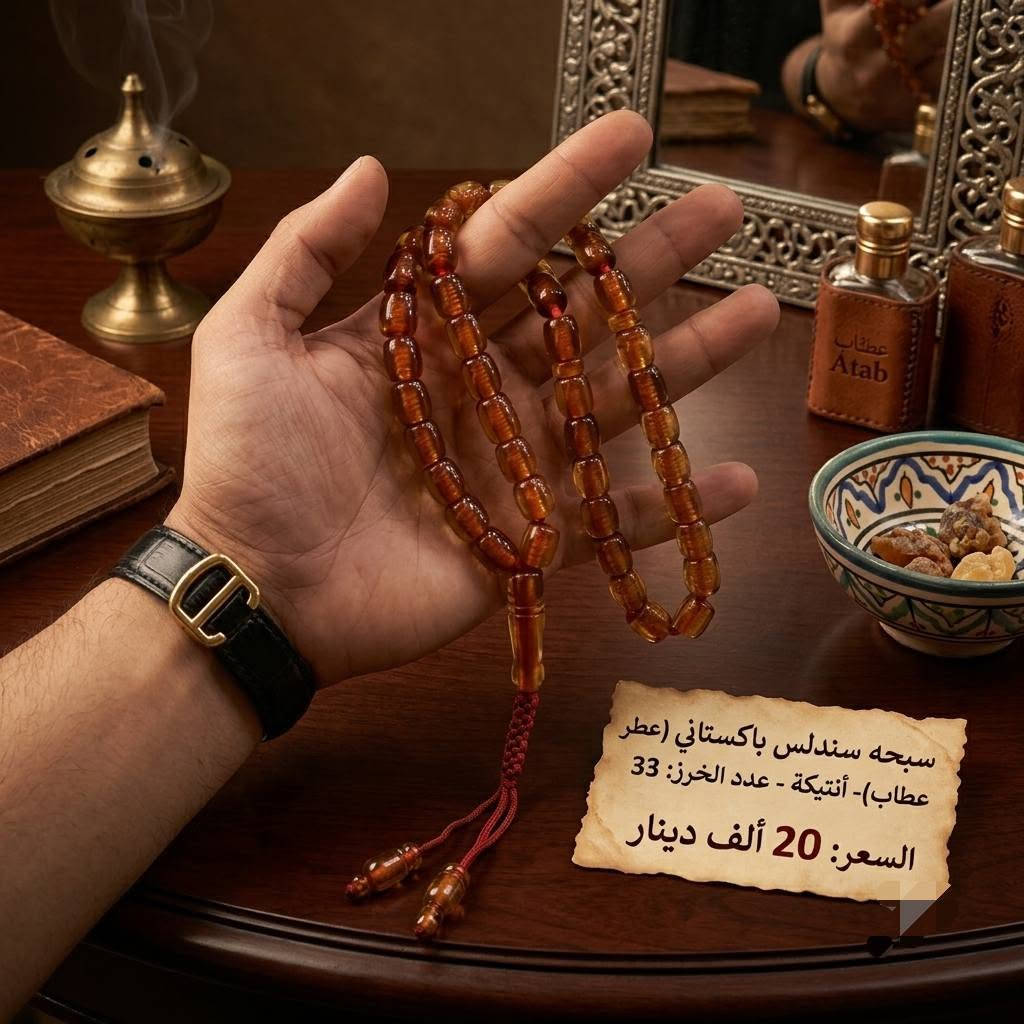 👑 الجمال والأناقة في سبحة واحدة! 👑
​سبحة سندلس باكستاني  معطرة بعطر العطّاب الفواح ✨
خامة راقية ورائحة زكية تفوح بكل حركة.
​🔥 عرض خاص: 20,000 دينار فقط
🚚 توصيل لكافة المحافظات: 5,000 دينار
​اطلبها الآن قبل نفاذ الكمية! اترك رقمك وعنوانك بالخاص وسنصلك أينما كنت. 📦📦

***********📲 واتساب

نص مكتوب في الصور:
- سبحه سندلس پاکستانی (عطر عتاب) - أنتيكة - عدد الخرز: 33 السعر: 20 ألف دينار
- سبحه سندلس باكستاني (عطر عتاب)- أنتیكة - عدد الخرز: 33
- السعر: 20 ألف دينار
- بسم الله الرحمن الرحيم
- سبحه سندلس باكستاني - عطر عطاب
- أنتيكة - عدد الخرز: 33