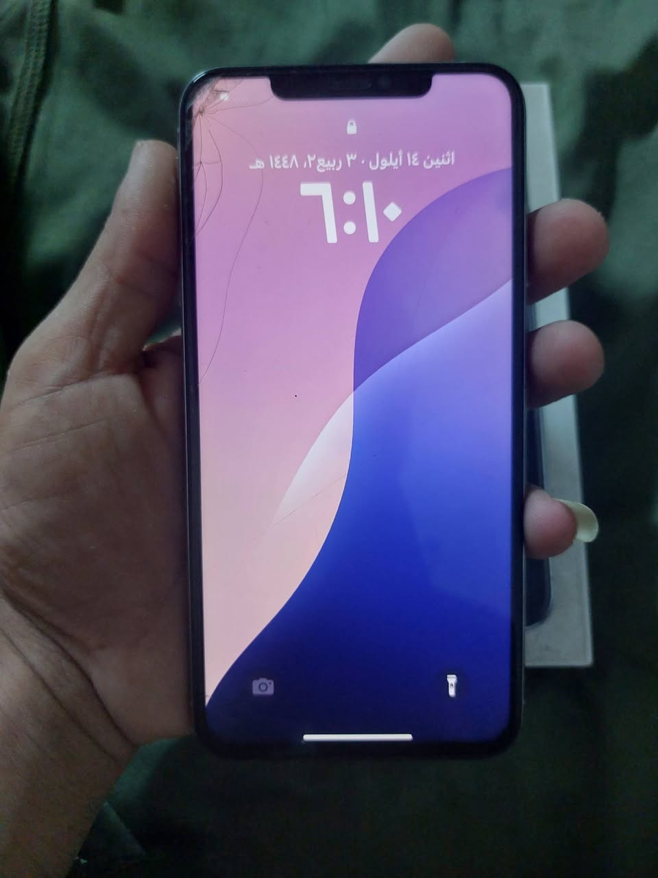 السلام عليكم ايفون كس ماكس بلادي البطاريه 73 الذاكره 256 نموذج M فيس ايدي واكف الباقي كله شغال السعر 225 وبي مجال بسيط مكاني بابل شارع80 استفسار واتساب او اتصال ***********
