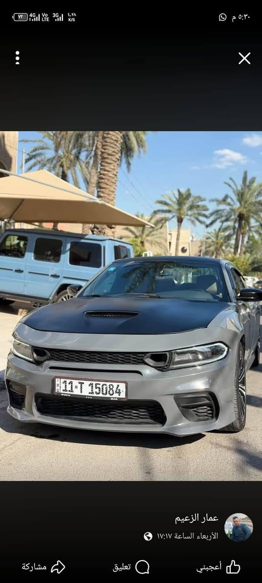 السلام عليكم تشارجر موديل 18 ار تي سياره حادثه من امريكا فقط شاملغ وبالعراق بيه حادث  بيهه شاصي وتغير لون كير مكينه كارتونه تخم تاير جديد كله جديد السعر 122وبيهه مجال الشراي السياره بلعماره تحويل ثاني يوم***********
