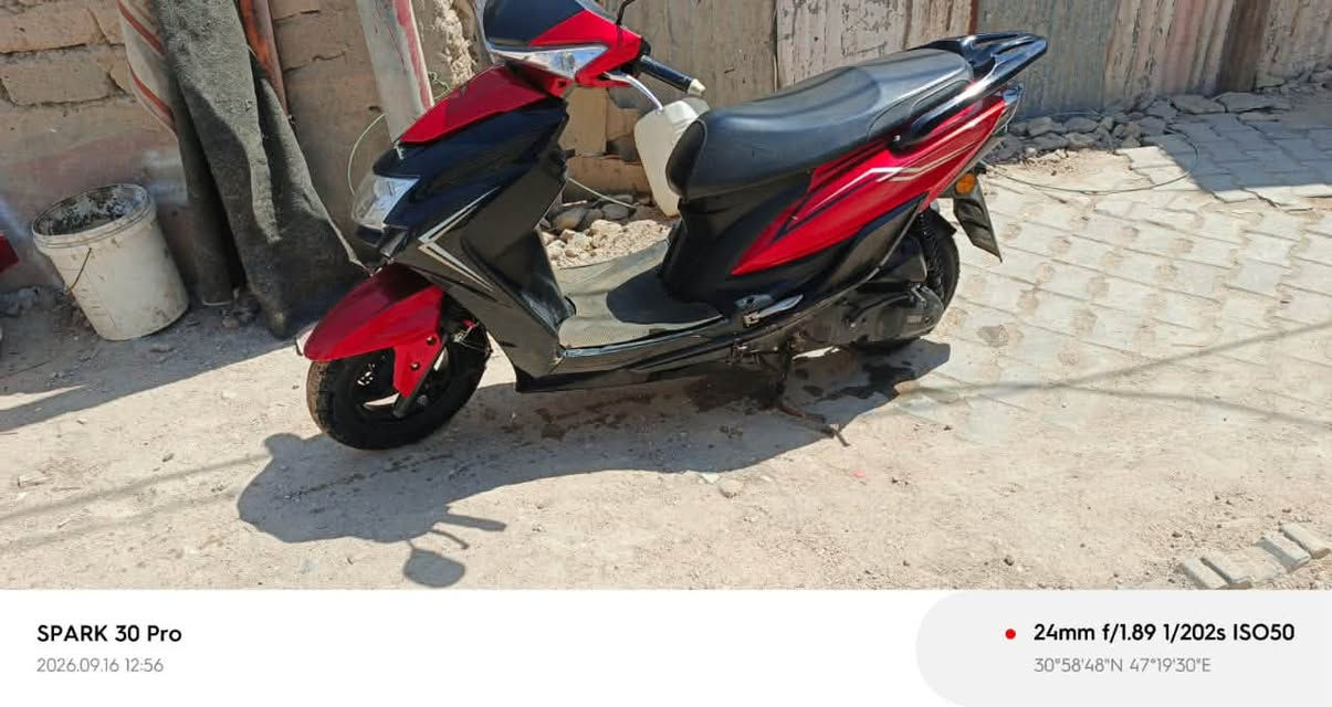 سلام عليكم
دراجه للبيع نضيفه مثل ما موضح بلصور  
مكلف بلنشر رقم راعيها
***********

نص مكتوب في الصور:
- SPARK 30 Pro 2026.09.16 12:57 24mm f/1.89 1/127s ISO50 30°58'48"N 47°19'30"E
- SPARK 30 Pro
- 2026.09.16 12:56
- 24mm f/1.89 1/83s ISO50
- 30°58'48"N 47°19'30"E
- 24mm f/1.89 1/202s ISO50