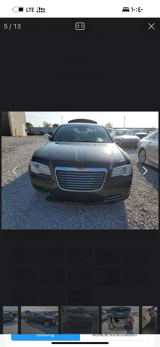2012
للاستفسار ***********

نص مكتوب في الصور:
- 2 / 13 1:1 10:39 LTE Bidding Vehicle Information
- 3 / 13
- LTE 4 / 13 1:1 X Bidding Vehicle Information
- 6 / 13
- 5 / 13
- 1 / 13 1:1 10:39 LTE Bidding Vehicle Information
- 7 / 13 1:1
