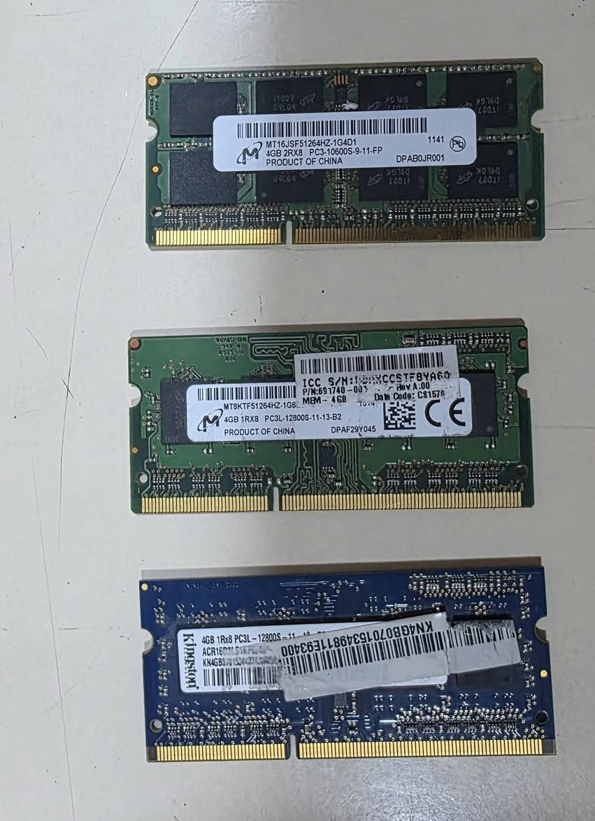 متوفرة رامات لابتوب DDR3  الحجم 4 كيكا 

متوفر توصيل جميع المحافظات 
#العراق #متجر #سامراء #ترند #fyp

نص مكتوب في الصور:
- SAMSUNG متجر سامراء Samarra Store 4GB 2Rx8 PC3L - 12800S - 11 - 10 - F3 M471B5273CH0 - YK0 1247 Made in Philippines Laptop memory
- متجر سامراء Samarra Store