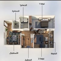 أبراج جابر • ١١٠م • غرفتين نوم