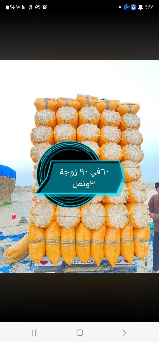 تبن مطحون واصل جميع محافظات العراق جميع أحجام الجيس موجود كل حجم اله سعر ترس فول وتبن نضيف شرط للاتصال واتساب أو اتصل ***********

نص مكتوب في الصور:
- زوجة ٣ واصل ٦٠ في ٨٠
- ٦٠ في ٩٠ زوجة ٣ ونس
- ٧٠ في ٩٠ زوجة ٤ ونص واصل
- ٧٠ في ٩٠
- ٦٠ في ٨٠
- ٠٧٧٣٣٧٥٨١٥ واسط
- عرض 90 طول 115