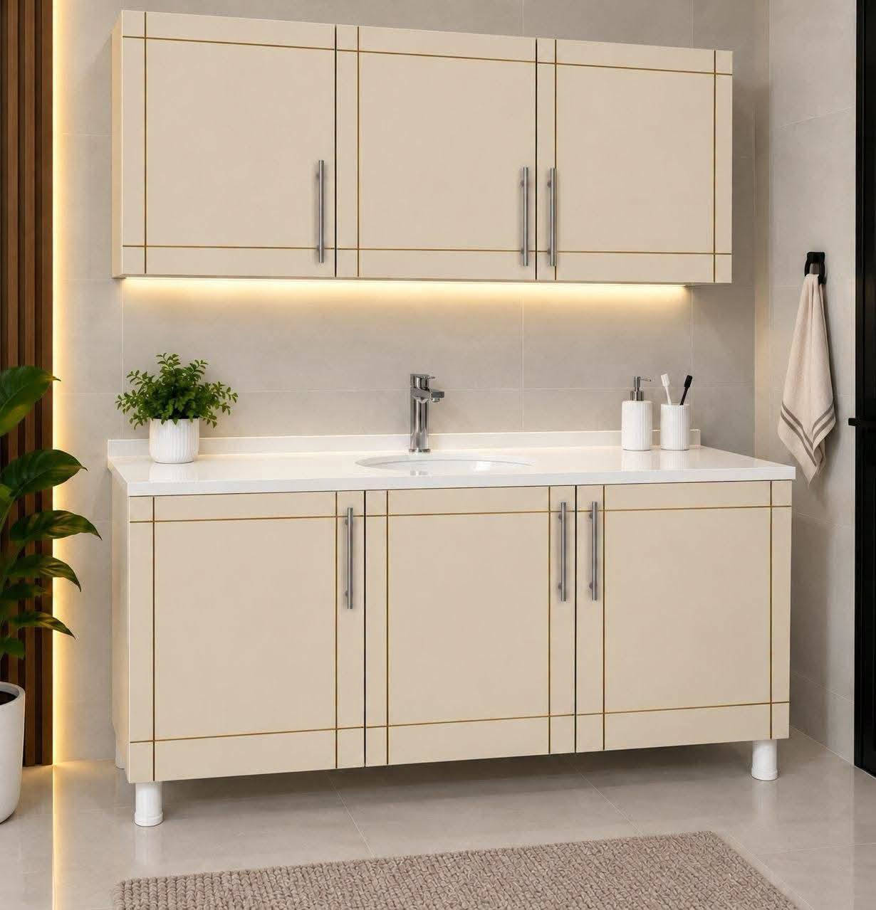 سنك وملحق خشب mdf قياس متر ونص
 السعر 210 الف

اذا اضافة ثلاث مجرات اضافة 25 الف على السعر
اذا اضافة مجر واحد اضافة 10. الف على السعر
اذا المرمر لون اسود او رصاصي اضافة 5 الف على السعر
