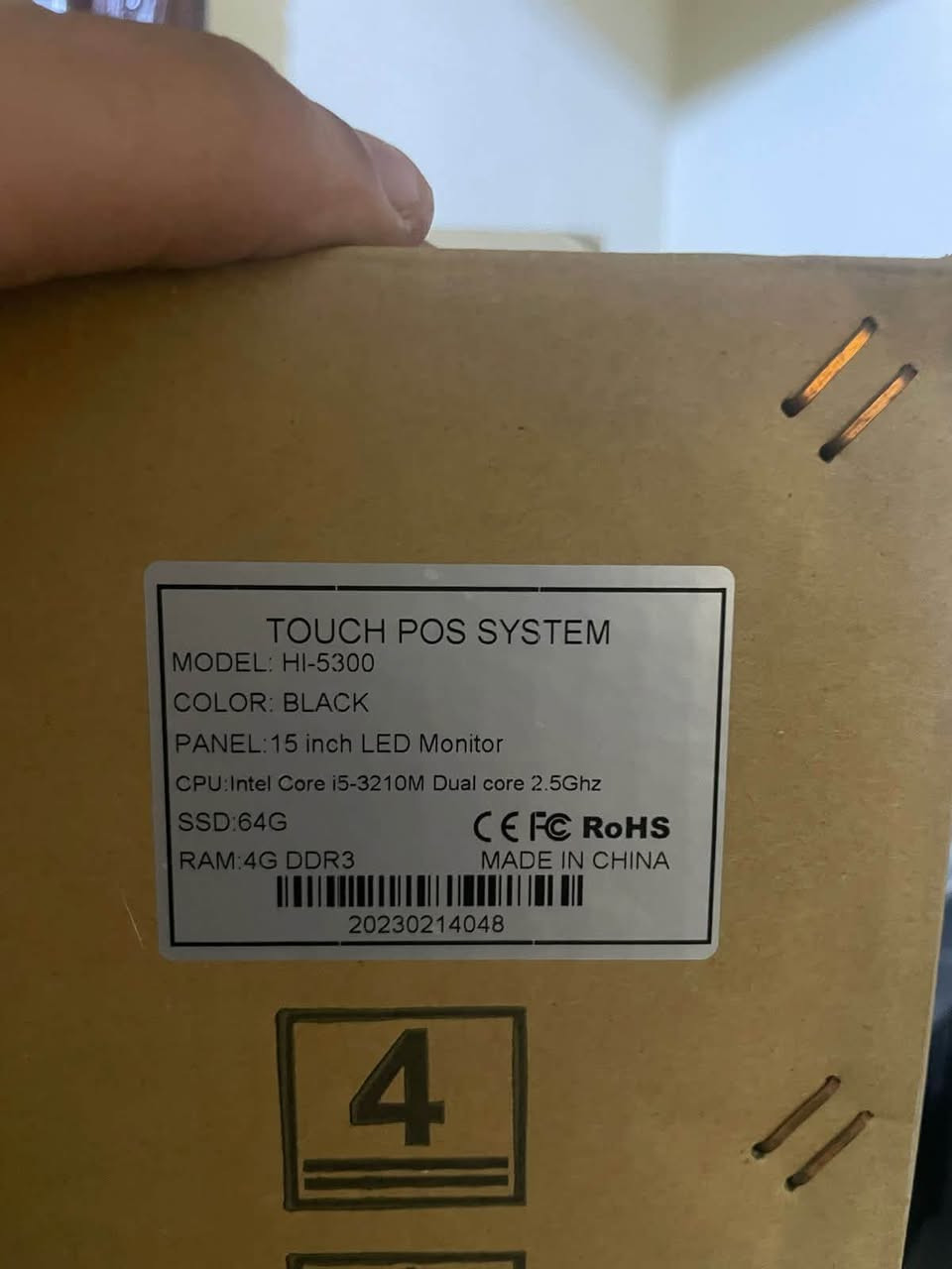 النوع: Touch POS System
• الموديل: HI-5300
• اللون: أسود 
• الشاشة: 15 بوصة LED (تعمل باللمس)
• المعالج (CPU): Intel Core i5-3210M
• ثنائي النواة (Dual Core)
• سرعة 2.5GHz
• الذاكرة (RAM): 4 جيجابايت DDR3
• التخزين: SSD بسعة 64 جيجابايت
عنواني الدوره شارع ابو طياره ***********
