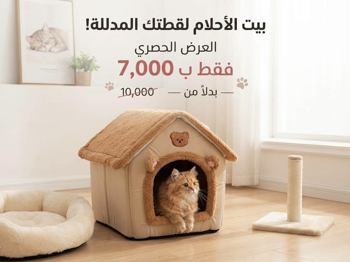 بيت قطط فاخر • درج للحيوانات • مدفأة يد ذكية