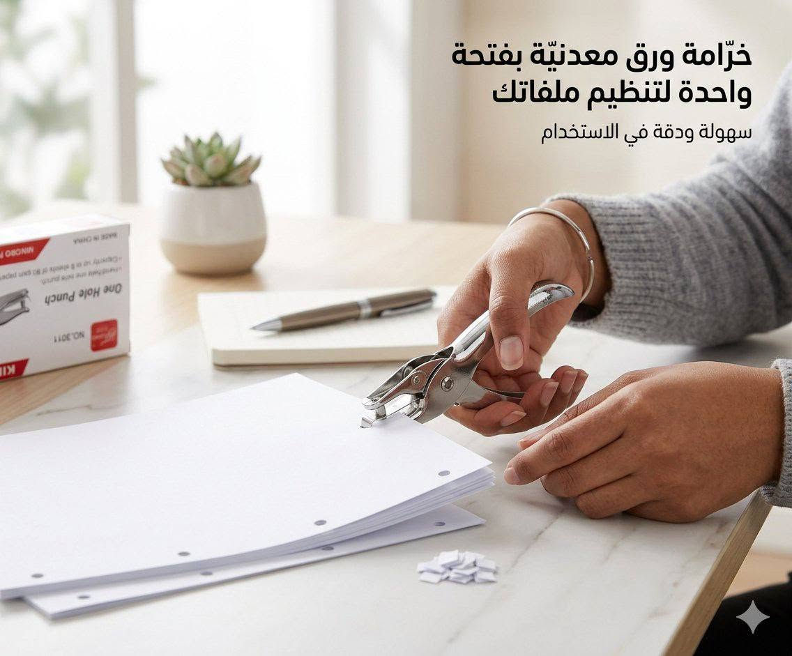 خرّامة ورق يدوية بفتحة واحدة دائرية.أهم ميزاتها:الاستخدام: 
.القدرة: تثقب حتى 8 أوراق معاً (بوزن 80 جرام) في المرة الواحدة.الخامة: مصنوعة من المعدن المتين المقاوم للصدأ لتتحمل الاستخدام الطويل
مفيده للمدرسة و الأوراق 

💰سعر القطعة 3 ألف
📞رقم الحجز 👈🏼 ***********
🚛التوصيل لكل العراق 6 ألف

