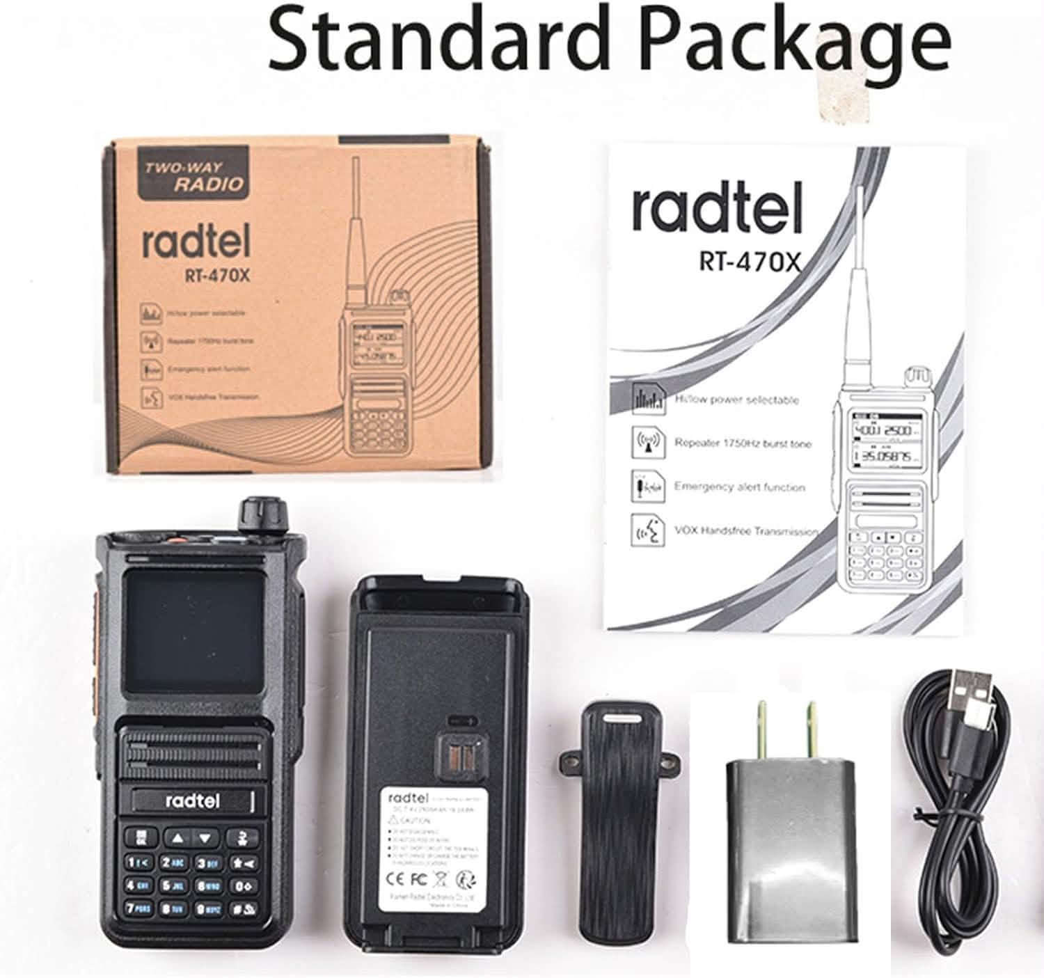 للبيع اسعار مناسب شلع------

نص مكتوب في الصور:
- BAOFENG
- Bluetooth APP Programming
- Multi Band
- AM/FM Aviation Band Receiving
- Wireless Copy Frequency
- 1.77" Color Screen
- 1000 Channels
- Two charger methods
- SIZE:130*58*40MM 1 8 2 9 3 10 4 5 11 6 12 7 13 14 15 16 17 18 1. Antenna 2. SK1-Broadcast FM and Alarm key 3. PTT key 4. VOF/MR mode key 5. SK2-Flashlight and Monitor key 6. A/B select key 7. key(MENU) 8. Power/Volume knbo 9. Color LCD 10. Speaker and microphone 11. One-Toutch search key 12. key(EXIT) 13. or navigation keys 14. Accessory jack 15. Battery release keys 16. Type-C charging port 17. Type-C charging indicator 18. LED Flashlight
- Standard Package
- Decode other walkie talkie's frequency Step: Step1: Power on walkie talkie and press "" you can see the display show: SEEK. Step 2: Press and hold the other Walkie Talkie transmitting frequency and when it searches for another frequency, press "MENU" to confirm. Step 3: Switch to channel mode and the display will show the other person's frequency. Then you can start communicating.
- BAOFENG UV-5RH Long Range Walkie Talkie 10W High Power PC/Keypad Programmable Airband Receiver 1.77" Color Screen Type-C Charging DTMF Manual Dial 999 Channels Frequency Copy
