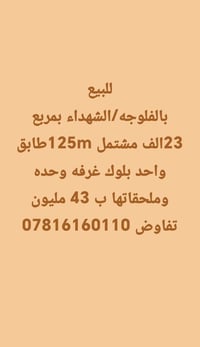 الفلوجه الشهداء • مربع ٢٣الف • ١٢٥م