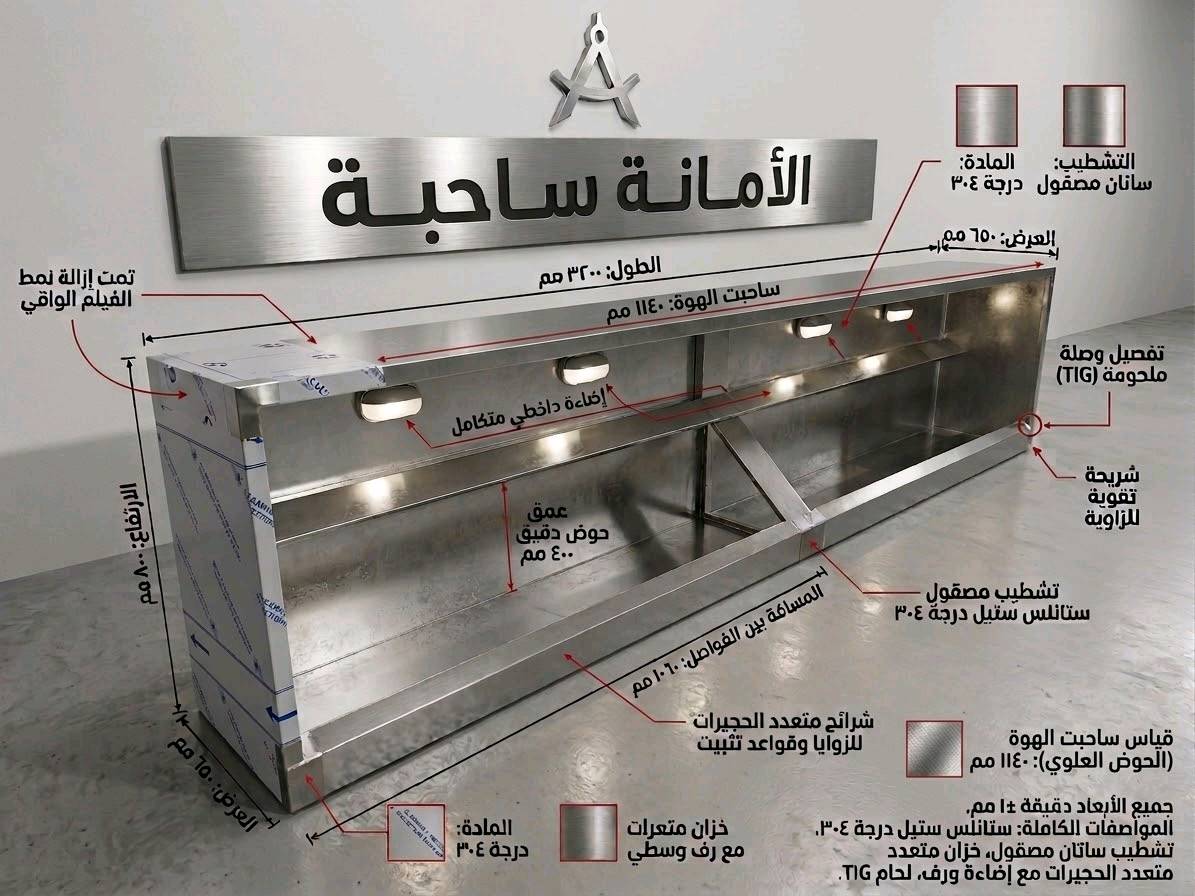 🔥 الجودة تبدأ من التفاصيل 🔥
الأمانة ساجحة — تصنيع وتجهيزات ستانلس ستيل 304 بجودة عالية وتشطيب احترافي.
مصممة لتكون عملية، متينة، وتخدمك لسنوات 💪✨
📌 خزانات وتجهيزات مطاعم • فنادق • كوفيات • مشافي
Al Amana Steel — الجودة • الأمانة • الثقة
بەڵێ، ئەمەش بە کوردیی سۆرانی و بە شێوەیەکی ڕێک و جوان بۆ تیکتۆک:
🔥 کوالێتی لە وردەکارییەکانەوە دەست پێدەکات 🔥
ئەل ئەمانە ستێل — دروستکردن و تەجهیزکردنی کارەکانی ستانلس ستێل ٣٠٤ بە کوالێتی بەرز و تەشریفاتی پیشەیی.
دیزاینێکی بەهێز، کارامە و دروستکراو بۆ بەکارهێنانی درێژخایەن 💪✨
📌 تەجهیزاتی چێشتخانە • هۆتێل • کۆفی • نەخۆشخانە
هذا الغرض بالضبط شنو اسمه/موديله عندكم؟ يعني تنكتب بالوصف كخزانة، طاولة شغل، حوض، أو تفصيل خاص؟: 
صاحبات هوا خزانات كلشي 
وين مكانكم بالعراق بالضبط؟ وأكو توصيل لو استلام فقط من عندكم؟: 
هولير حسب الزبون 
شنو سعره الحالي وهل السعر يختلف إذا طلب الزبون مقاس أو مواصفات مخصصة؟: 
حسب الاتفاق 
هالقطعة جاهزة لو تصنيع حسب الطلب؟ وإذا حسب الطلب، شكد مدة الإنجاز والتسليم؟: 
تصنيع حسب الطلب 
أكو خيارات إضافية مثل سماكة الستانلس، نوع التشطيب، أو ملحقات/إكسسوارات معينة لازم نذكرها بالوصف؟: 
304 مقاوم الصدأ 