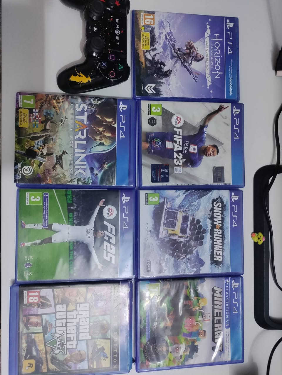 بلايستيشن 4 سليم PS4 Slim) للبيع المساحة : 500

النظام: 13.52

التشغيل:

جيجابايت (500). اونلاين الملحقات جوستك واحده + وايرات كامله +لوك ستيكر غير مفتوح +بدون كارتونة+7العاب+العنوان ديالى دلي عباس +السعر 250ألف+واتساب ***********
