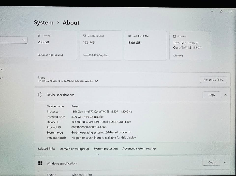HP ZBook 14 • i5 الجيل 13 • NVMe 256GB
