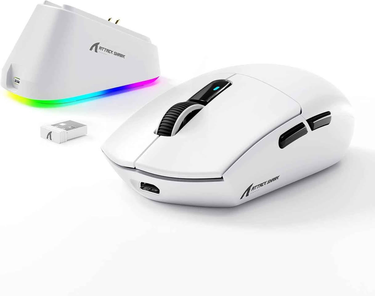 السلام عليكم 
متوفر ماوس Attack Shark G3 Pro جديد 
وايرلس 
السعر 55 الف 
متوفر خدمة التوصيل الي جميع المحافظات 
***********
*********** أربيل, العراق

نص مكتوب في الصور:
- RGB RAPID CHARGING DOCK Bottom Button Switching Light Multiple RGB Lighting Effects Fast Charging 500mAh Battery Capacity 1000Hz Polling Rate Magnetic Points