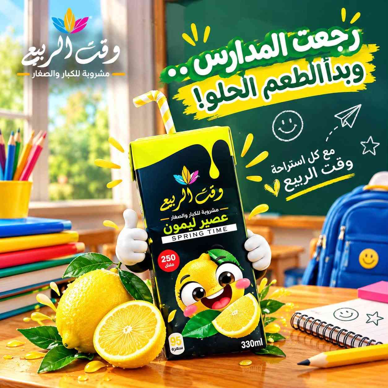 رجعت المدرسة 😍……ورجع الطعم الحلو 🔥🔥🔥
مع كل استراحة عصير وقت الربيع موجود ✨
للطلب والتجهيز :
_***********
_***********

نص مكتوب في الصور:
- وقت الربيع مشروبة للكبار والصغار رجعت المدرسة... وبدأ الطعم الحلو! مع كل استراحة وقت الربيع
- وقت الربيع مشروبة للكبار والصغار رجعت المدارس.. وبدأ الطعم الحلو! مع كل استراحة وقت الربيع ♡ نكهة العنب
- وقت الربيع مشروبة للكبار والصغار رجعت المدارس وابدأ الطعم الحلو مع كل استراحة وقت الربيع نكهة الخوخ 250 ميلل 95 سعرة 330ml عصير الخوخ SPRING TIME
- وقت الربيع مشروبة للكبار والصغار رجعت المدارس .. وبدأ الطعم الحلو! مع كل استراحة وقت الربيع
- وقت الربيع مشروبة للكبار والصغار رجعت المدرسة... ورجعت النكهة ! رفيقكم بكل استراحة