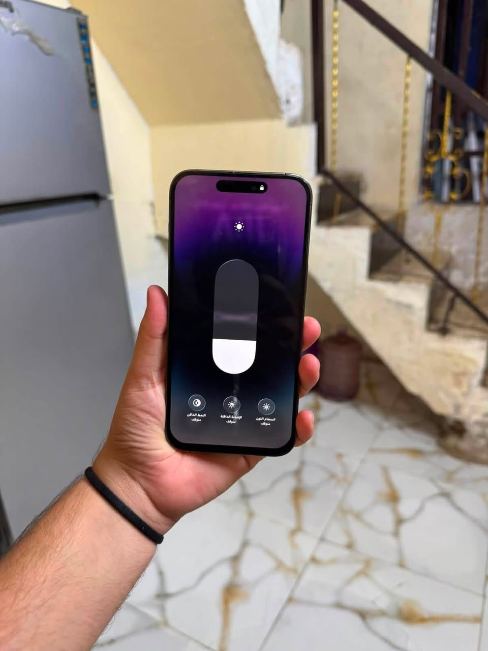 للبيع: ايفون 14 Pro Max
•  الذاكرة: 256GB
 •  البطارية: 100% مستبدلة
 •  اللون: البنفسجي 
 •  النسخة: شرق اوسط دبل سيم كارت
 •  الشاشة: مستبدلة 3 خيارات - لمس سريع
 •  الظهر: بي فطور ناعمة
 •  الشغال: اتصال ✅ سيم كارتات ✅ فيس ايدي ✅ كامرات ✅ واي فاي ✅
 •  الحالة: كله شغال بدون عطل او مشكلة. الباقي مكفول
 •  ملاحظة: تجي تفحص على راحتك
 •  السعر: 525 ألف وبي مجال
 •  للتواصل واتساب: ***********
 •  المكان: بغداد - مدينة الصدر
