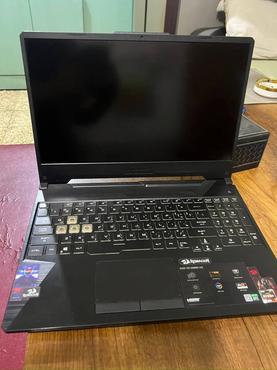 ‎للبيع لابتوب ASUS TUF Gaming A15 🎮🔥
‎الجهاز نظيف ومواصفاته قوية جداً للگيمينگ والتصميم:
🔹 CPU: AMD Ryzen 7 4800H�🔹 GPU: NVIDIA GeForce RTX 2060 6GB�🔹 GPU إضافي: AMD Radeon Graphics�🔹 RAM: 16GB DDR4 3200MHz�🔹 Storage: SSD NVMe 512GB تقريباً�🔹 الشاشة: 15.6" FHD 144Hz�🔹 الموديل: ASUS TUF Gaming A15 FA506IV�🔹 مناسب للألعاب، المونتاج، التصميم والبرامج الهندسية�🔹 الجهاز شغال تمام وما بيه مشاكل حسب الفحص�🔹 الحرارة بالصور تقريباً 61–64° أثناء الاستخدام�🔹 ويا الشاحن الأصلي
‎💰 السعر: 850,000 دينار قابل للتفاوض بشكل بسيط�📍 البيع نقداً / فحص الجهاز بالمكان 
للمهتم ***********
