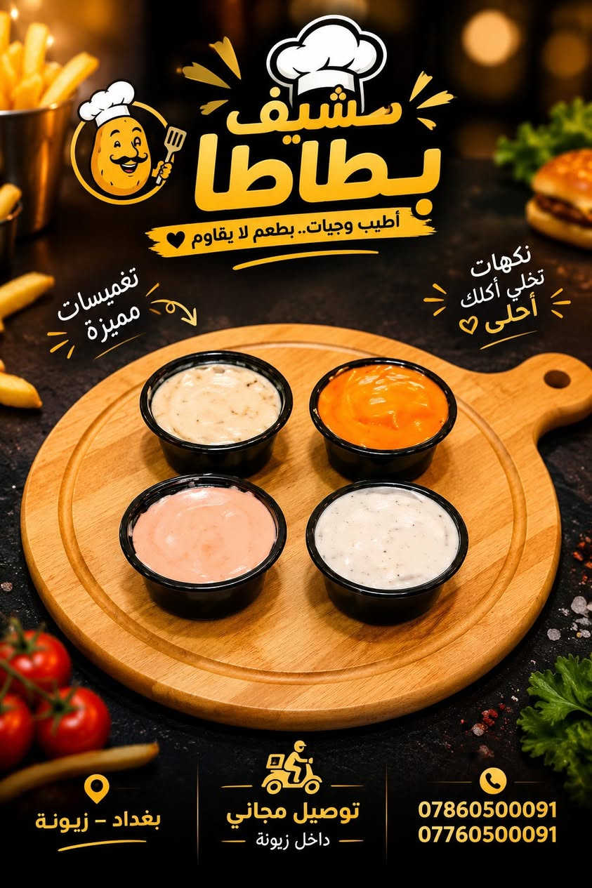 🍔🔥 الجوع إله حل… وشيف بطاطا هو الحل! 🍟🔥
من ألذ البرگر والبطاطا المقرمشة، إلى الوجبات السريعة اللي تخلي مزاجك غير 😋❤️
طعم غني، نكهة مميزة، ووجبة تنطبخ بحب حتى تستمتع بكل لقمة 🤤🔥
🍔 برگر شهي
🍟 بطاطا مقرمشة
🌯 وجبات سريعة متنوعة
🔥 طعم يستاهل التجربة
📍 بغداد – زيونة
🛵 توصيل مجاني داخل زيونة
📞 ***********
📞 ***********
شيف بطاطا… لقمتك إلها طعم ثاني 😍🔥
