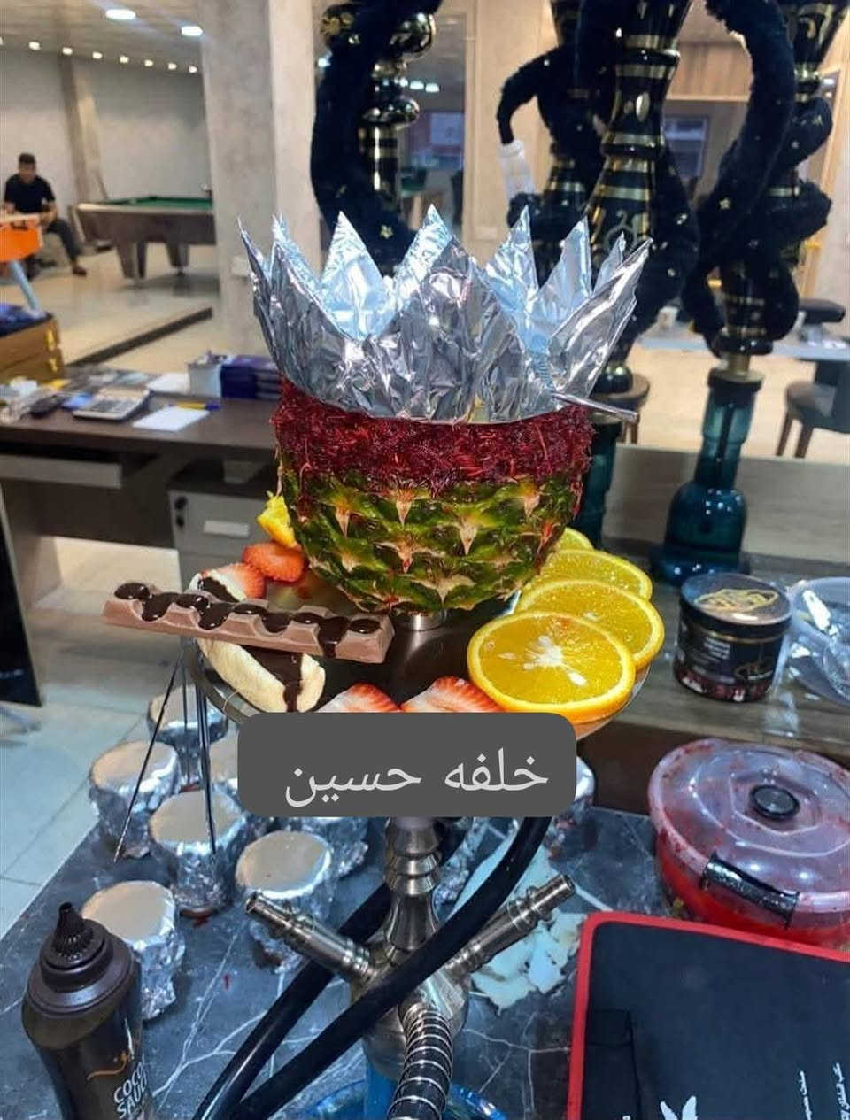 الاسم حسين خلفه نراكيل محترف خبره9سنوات  سكني بغداد
ه خبطات متميزة ونكهات فريدة تضمن ثبات ولذة الطعم من البداية وحتى النهاية.
إدارة وتنظيم سياحي على أعلى مستوى لتقديم خدمة راقية تليق بالفنادق والمطاعم والمقاهي
الفخمة. 
التزام تام بالأصول المهنية وأعلى معايير النظافة
والترتيب الاحترافي.رقمي ***********
