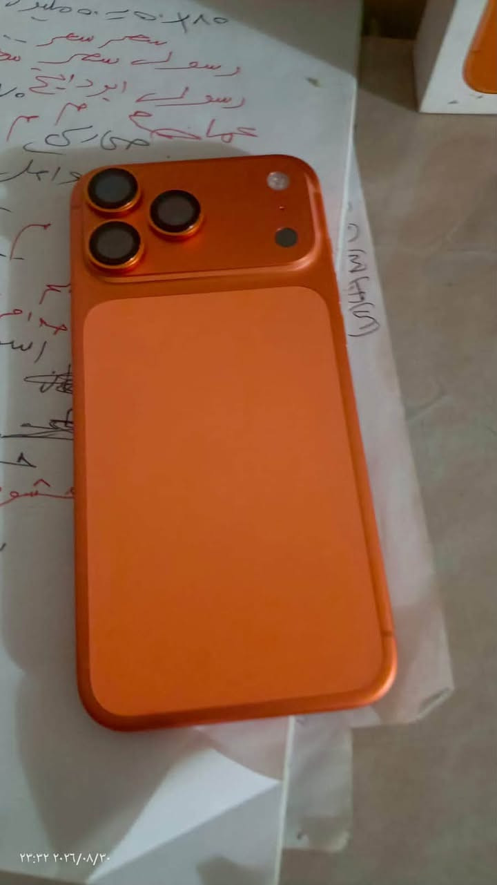 سلام عليكم iPhone 17 Pro Max ماستر شرق اوسط بطاريه 99 عدد دورات الشحن 91 جهاز نضيف شخطه مابي بعده بلضمان كارتونه موجوده سعره 1850 وبي مجال متواجد بلخاص ورقمي 
***********         ذاكره 256
