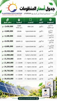 منظومات شمسية • بطاريات ليثيوم • تقسيط