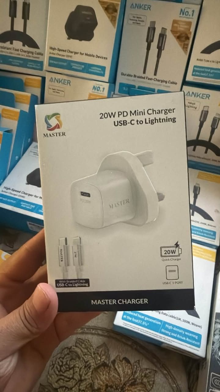 🔥 عروض شركة MASTER وصلت! 🔥

⚡ شاحن 20W آيفون + كابل
🛡️ ضمان شركة ماستر 5 سنوات
💰 15,000 دينار فقط!

⚡ شاحن 40W Type-C بسعر 🔥
🚗 شاحن سيارة 66W Type-C بسعر 🔥

📦 متوفر جملة ومفرد

📲 ***********
اتصال | واتساب

نص مكتوب في الصور:
- PREMIUM ACCESSORIES FOR APPLE DEVICES MASTER POWER YOUR LIFE شاحن ماستر المخصص لأجهزة آيفون متوافق مع iPhone 15 Pro Max iPhone 16 Pro Max iPhone 17 Pro Max iPhone 18 Pro Max أداء قوي .. يلبي احتياجك 40W GaN شحن أسرع .. حماية أكبر شحن سريع Fast Charging UP TO 40W حماية متعددة Multi-Protection OVERCHARGE OVERHEAT SHORT CIRCUIT تصميم مدمج Compact Design SMALL SIZE MAX POWER منفذ USB-C USB-C Port DUAL-SIDED EASY PLUG متوافق مع أحدث أجهزة آيفون 15 / 16 / 17 / 18 Pro Max شاحن واحد .. لجميع أجيالك MASTER QUALITY YOU CAN TRUST Designed for iPhone