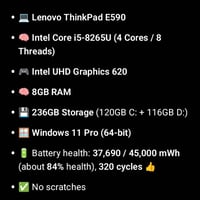 لينوفو E590 • i5-8265U • رام ٨GB