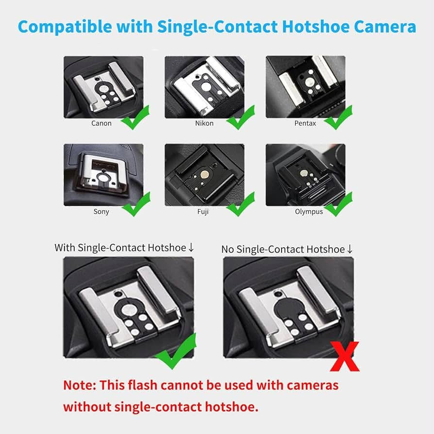 فلاش Godox ⚡
متوافق مع:
Sony, Canon, Nikon, Fujifilm, Panasonic, Olympus
 مدى الاضاءة من 0.5 متر إلى 4.0 متر 📏
تحكم يدوي + تلقائي 🎛️
يعمل ببطاريات AAA 🔋
الوزن 130g فقط 🩶
خفيف وعملي للتصوير اليومي والستايل الكلاسيكي 📸
الحالة: غير مستخدم
السعر 70$ = 111 الف دينار عراقي
التوصيل لجميع محافظات العراق
لطلب عالواتساب
0775822023

نص مكتوب في الصور:
- Timeless In Design
- As a tribute to the timeless aesthetics that transcends time. Lux Junior presents the pure classic design
- and function to explore the essence of photography along wiht you.
- Classic Sliver Accent
- Exquisite Texture
- Mode Shifting Lever
- Vintage Manual Dial
- Compatible with Single-Contact Hotshoe Camera
- Canon
- Nikon
- Pentax
- Sony
- Fuji
- Olympus
- With Single-Contact Hotshoe ↓
- No Single-Contact Hotshoe ↓
- Note: This flash cannot be used with cameras without single-contact hotshoe.