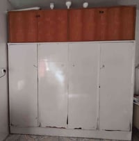كنتور صاج عراقي قديم ثقيل (4 باب)  لون صاجي مغلف بلاصق أبيض والملحق من...
