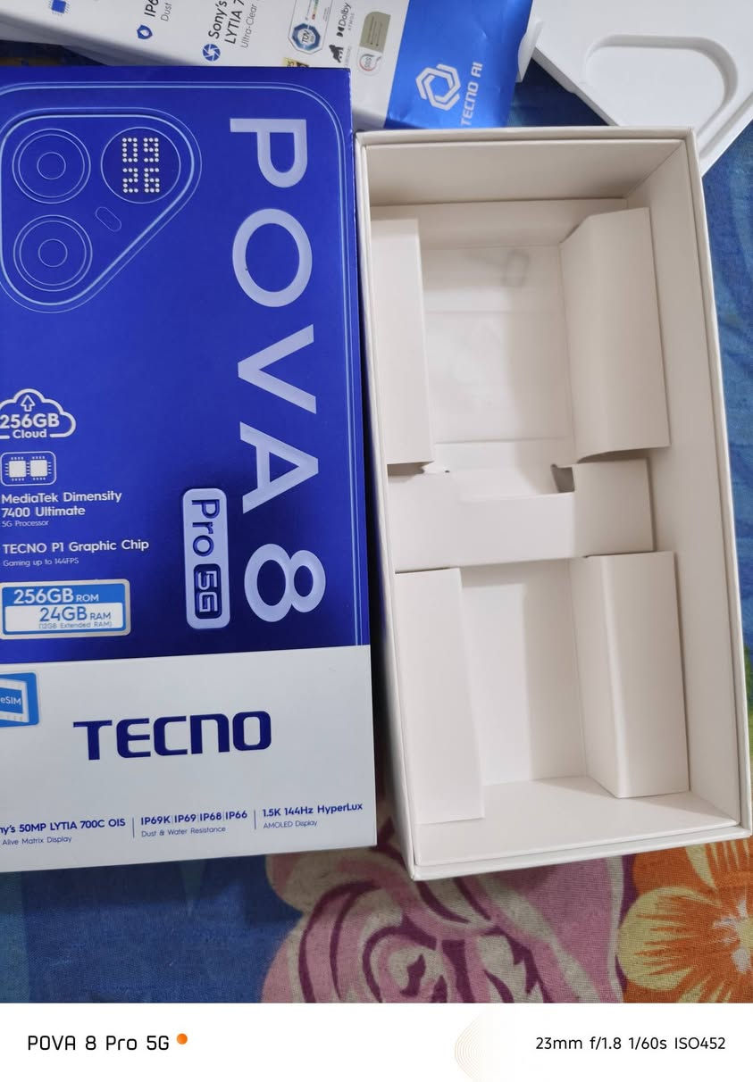جهاز تكنو صارلي من اخذتة جديد اقل من شهر 
TECNO POVA 8 Pro 5G
النظافة 100٪100 
تعرف هو ينطيك اداءه كلش قوي بالألعاب وبالاخص الببجي 
ينطيك معدل 144 𝘍𝘉𝘚 
الذاكرة 256غ والرام 12 
كلش قوي والكاميرا رهيبة 
السعر 600 بيه مجال
الاستفسار *********** موجود واتساب

نص مكتوب في الصور:
- POVA 8 Pro 5G