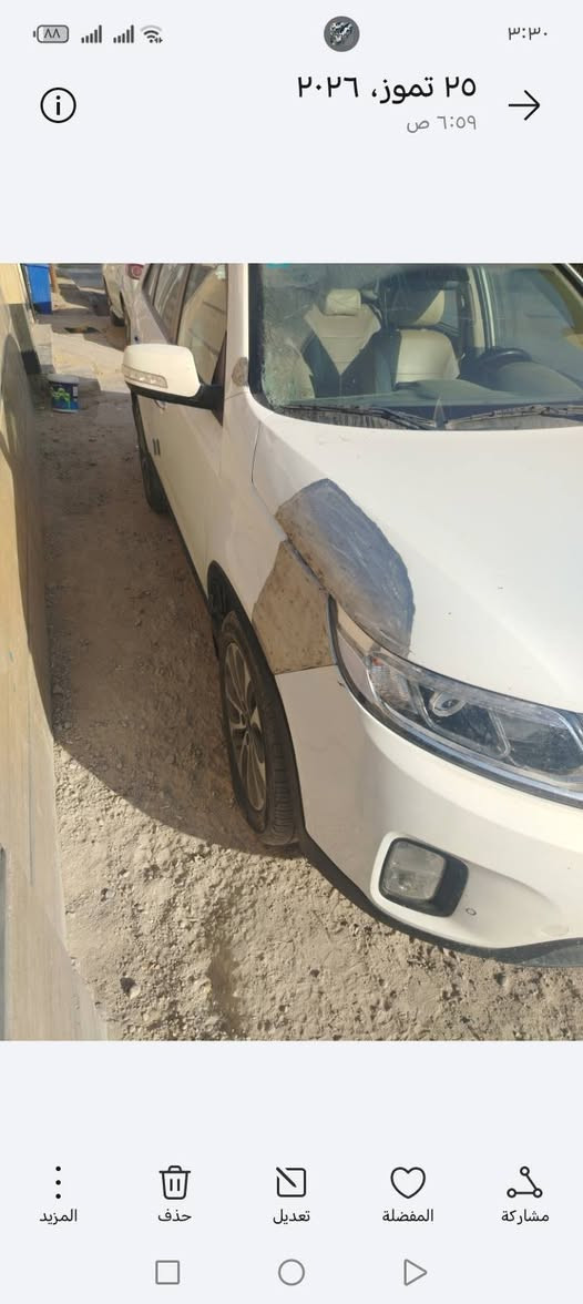 يا الله السلام عليكم
سيارة كيا سورنتو موديل 14 خليجي 
رقم بغداد باسمي 6 سلندر سبعه راكب
مواصفات السياره تحكم السيرين  +1
 2 مري شفط  3. اشاره ترحيب 4
بردات بلادي  5. حساسات امامي وخلفي 6
بيها نظام ايكو 7. بصمه تشغيل + بصمه ابواب +
 بصمه جنطه تبريد 3 قطع / السعر  158
رقم الهاتف *********** بغداد, العراق

نص مكتوب في الصور:
- ٢٥ تموز، ٢٠٢٦ ٦:٥٩ ص